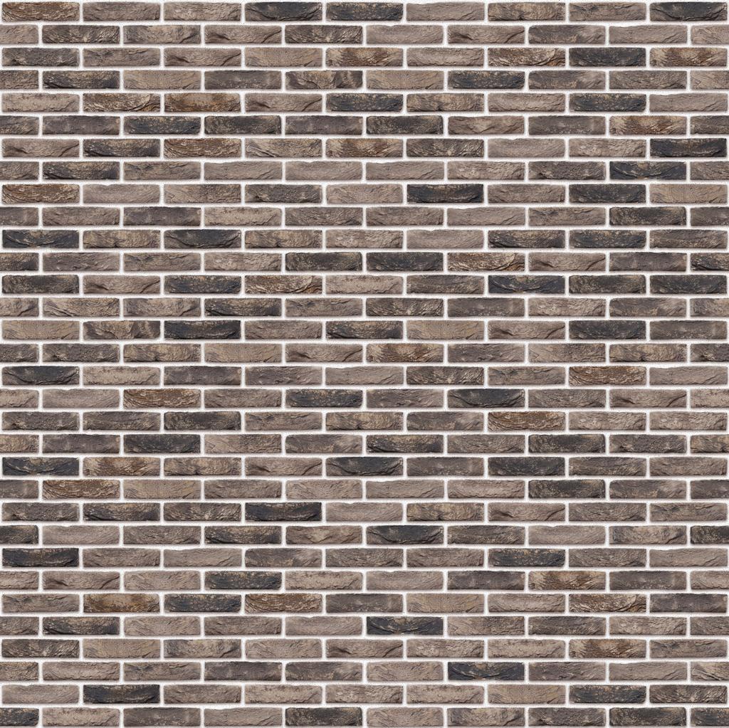 Mauer aus braunen und grauen Ziegelsteinen in regelmäßigen Reihen