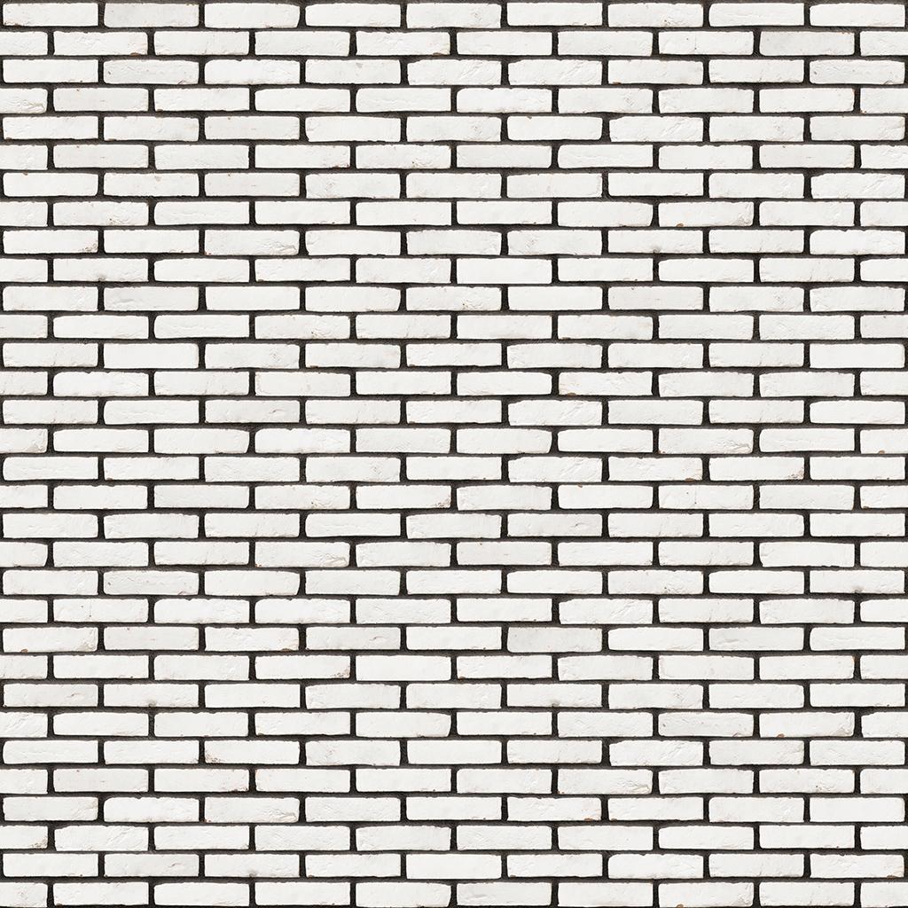 Weiße Backsteinmauer mit schwarzen Fugen, symmetrisch und regelmäßig angeordnet