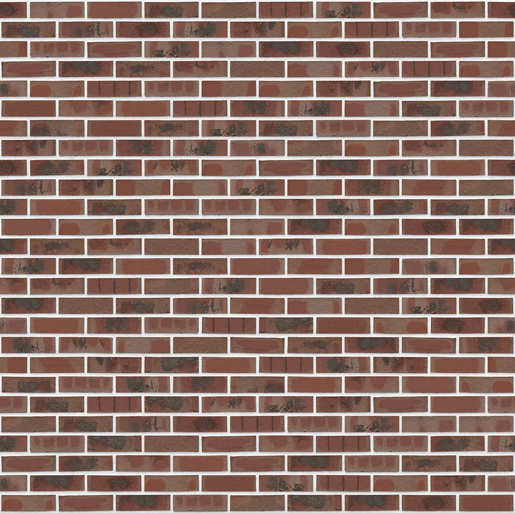 Rote Backsteinmauer mit wei9en Fugen, regelmäßig gemustert