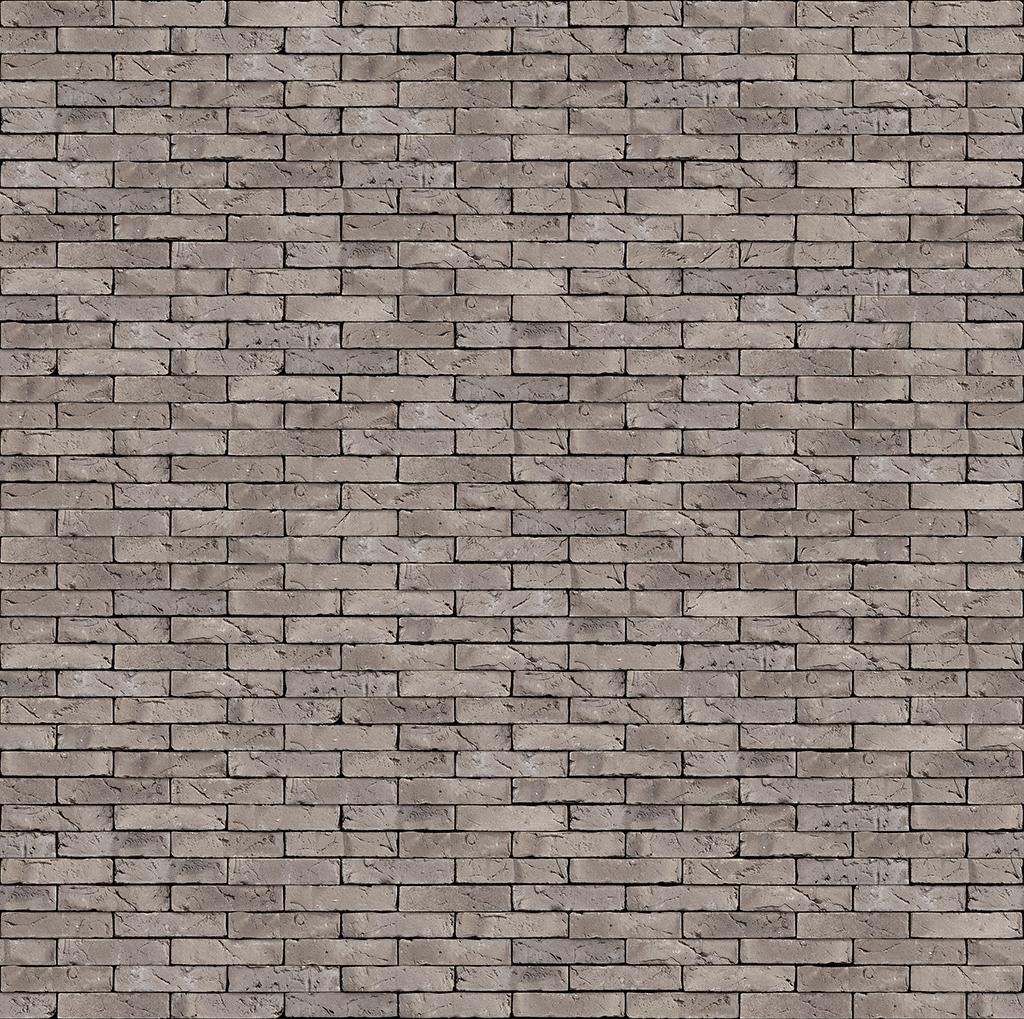 Braune Backsteinmauer mit gleichmaessigen, horizontalen Fugen