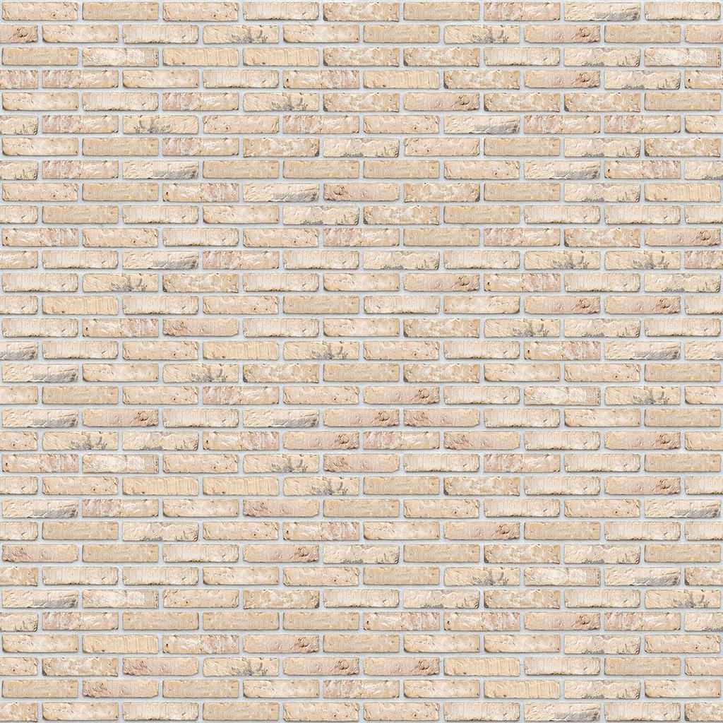 Beige Ziegelsteinmauer mit heller Fugenstruktur