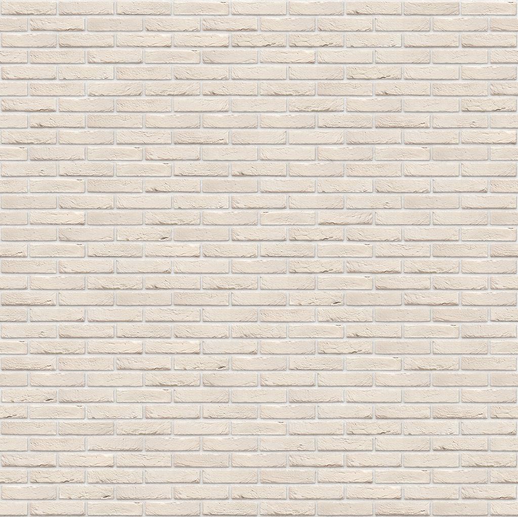 Helle Backsteinmauer mit gleichmaessigen Reihen