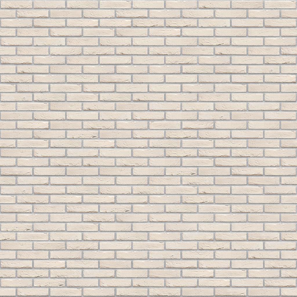 Helle Backsteinmauer mit gleichmaessigen Fugen